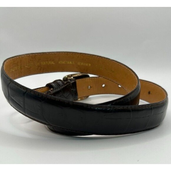 Kenneth Cole Belt Mens 30 Black Croc Embossed Italian Leather Silver Buckle - Picture 4 of 16